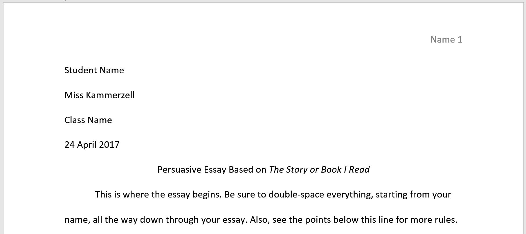 MLA Essay Heading